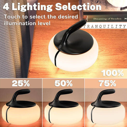 RGB Table Lamp Cordless Rechargeable Portable,Powerful 6000mAh Battery Operated Night Light Dimmable LED Ambient Lighting Bedroom Lamp for Bedside...