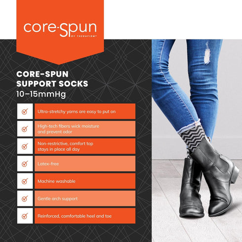 Core-Spun 10-15mmHg Medical Light Graduated Knee High Compression Socks (Black, 2X-Large Regular)...