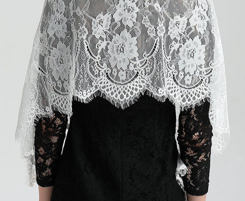 Leimandy Eyelash Lace Vintage Floral Lace Shawl Head Scarf Long Catholic Chapel Veil Mantilla Infinity Latin Mass S04...