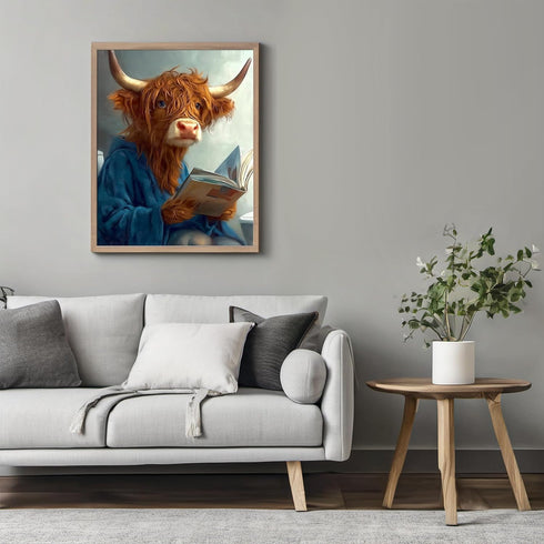 Posterizer 1 pcs-funny cute highland cow reading on toilet 4-Bathroom Restroom Art-Art for Animal Lovers-Decor for Home & Office- unframed wall ar...