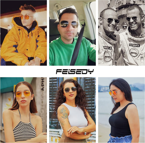 FEISEDY Mens Aviator Sunglasses Polarized Military Pilot Frame with Bayonet Temples B2623...