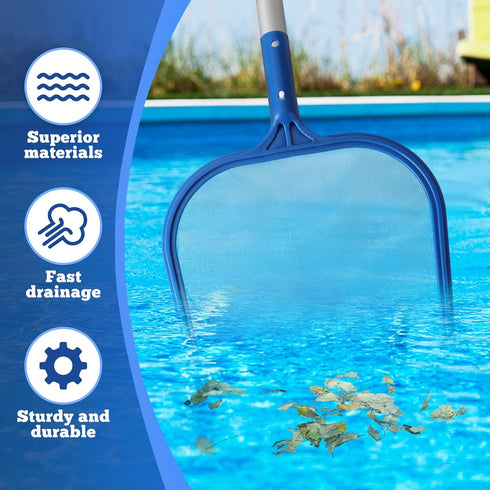 Pool Skimmer Net 17 inch, Hand Pool Nets for Cleaning, Pool Leaf Cleaning Net with Fine Mesh Frame Net for Spa, Hot Tub, Swimming Pool(Blue)...