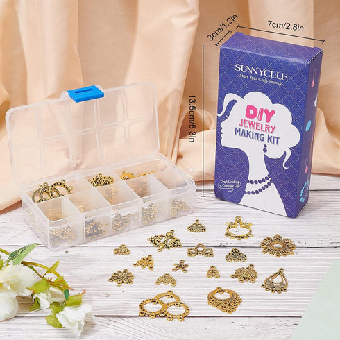 SUNNYCLUE 1 Box 64Pcs Earring Connectors Charms Filigree Components Links Chandelier Charms Flower Linking Charms Loops Jewelry Making Kit for Vin...