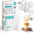 Real Simple Milk Frother and Whisk Set | USB Rechargeable Milk Frother with Stainless Steel Attachments and 5 Coffee Stencils | Perfect Handheld M...