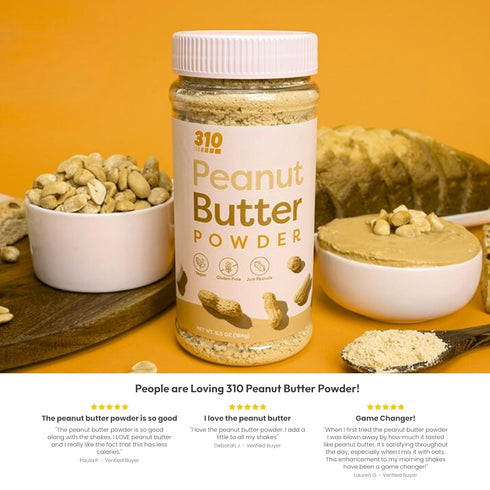 310 Nutrition Organic Powdered Peanut Butter - Low Fat, Plant-Based, Gluten Free, Sugar Free Peanut Butter Powder with 6g of Protein - 6.5oz (184g...