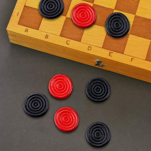 72 Pieces Wooden Checkers 1.06 Inch Checkers Board Game Pieces Stackable Ridge in Drawstring Storage Pouch for Checkers Backgammon Game, Red and B...