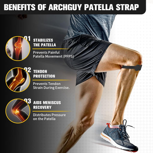 Knee Patellar Tendon Support Strap - 2 Packs Knee Brace for Men & Women - Adjustable Knee Band Stabilizer for Jumpers Meniscus Tendonitis Relief -...