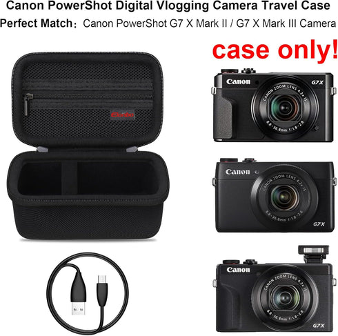 Camera Carrying Case for Canon PowerShot G7 X / G7 X Mark II / G7 X Mark III / G9 X mark III Digital 4K Vlogging Camera, Video Streaming Camera Tr...