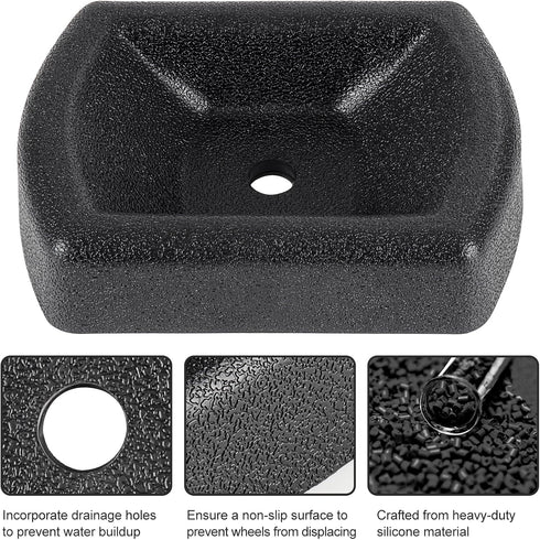 Jack Wheel Chock, Heavy Duty Reinforced Rubber Jack Caster Wheel Dock for Caravans and Trailers, Wheel Chock Stabilizer Wheel Stopper for 6 Inch J...