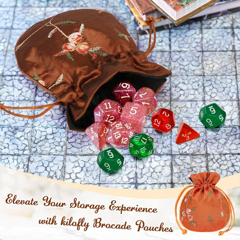 kilofly 12 Silk Coin Purse Drawstring Floral Embroidered Jewelry Bag Gift Pouch...