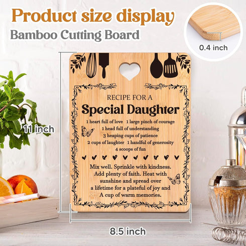 Daughter Birthday Gifts - "Recipe for a Special Daughter" Daughter Gifts from Mom Cutting Board, Bamboo-Made Engraved Gifts for Daughter, Daughter...