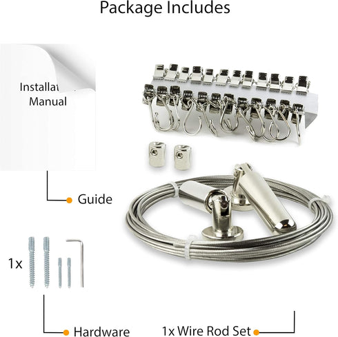Wallniture Curtain Rod Set for Tapestry, Kids Crafts, Wall Decor Picture Hanging Kit with 24 Metal Clips...