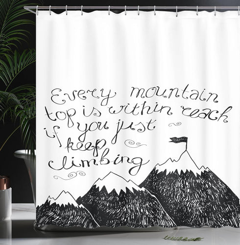 Ambesonne Wording Shower Curtain, Sketchy Mountains Hand Writing Style Letters Purpose Determination Success, Cloth Fabric Bathroom Decor Set with...