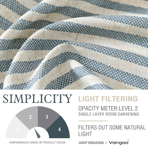 Vangao Kitchen Valance Linen Stripe Short Curtain Farmhouse Country Rustic Pinstripe Tickingstripe Light Filtering Rod Pocket Window Topper Treatm...