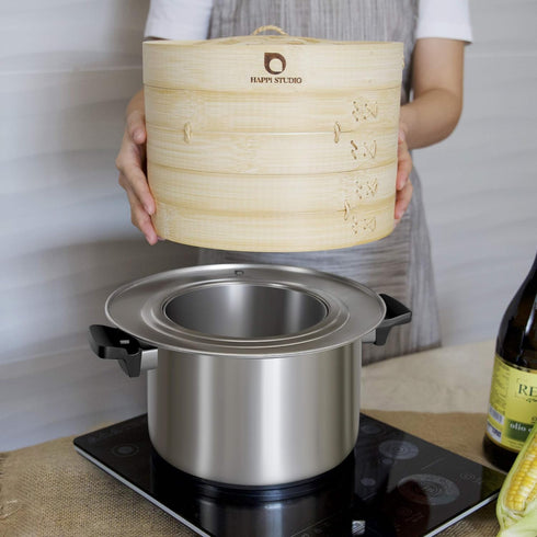 Steamer Ring Stainless Steel Adapter for 8 to 11inch Bamboo Steamer Baskets (Stainless Steel Ring Only)...