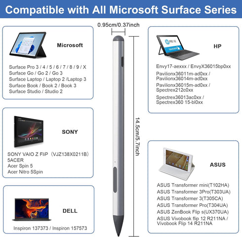 2024 New Surface Pen for Microsoft Surface Pro 11/10/9/8/7/6/5/4/3/X,Surface Go/Book/Studio/Laptop,4096 Pressure Sensitivity Windows Stylus Pen,US...