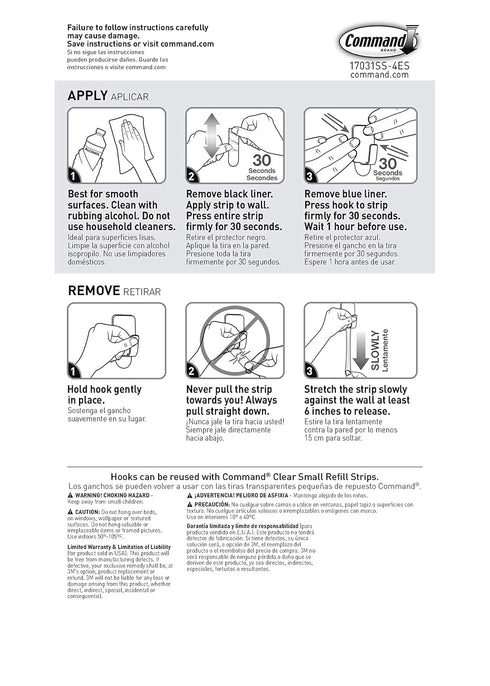 Command Small Stainless Steel Metal Hooks 8 Hooks, 10 Command Strips, Holds up to 0.5 lb, Removable Self Adhesive Hooks, Great for Wall Décor...