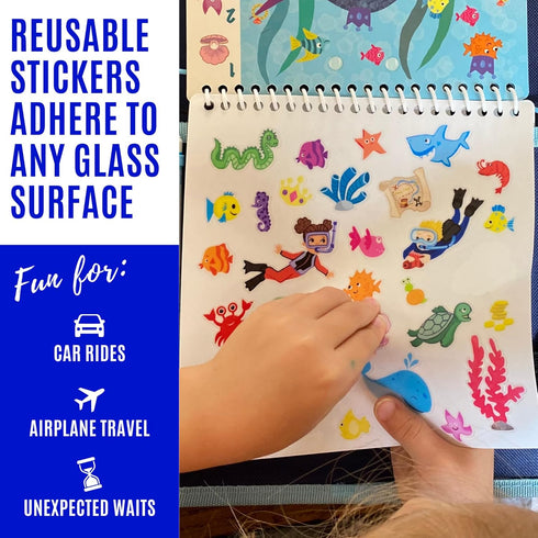 Kids Travel Educational Activity Book with Washable Markers - Car and Airplane Activities, Learning Toys for Toddlers- Search and Find, Reusable S...
