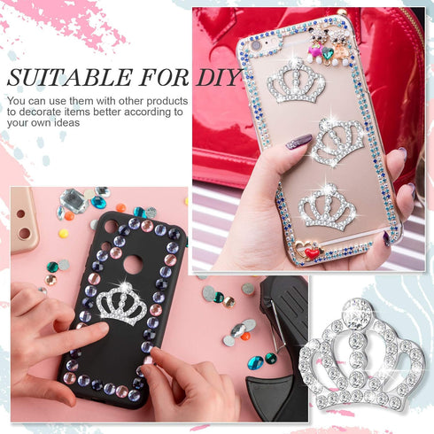 Syhood Crystal Rhinestone Crown Embellishments Rhinestone Embellishments Flatback Crystal Accessory for DIY Crafts Jewelry Making Phone Back Shell...