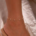 Ankle Bracelets for Women,Dainty Gold Anklet 14k Gold Plated Summer Pearl Anklets for Women Waterproof Non Tarnish Pearl Anklet Set Cute Beded Cha...