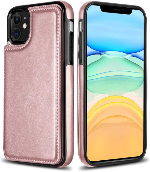HianDier Wallet Case for iPhone 11 6.1-inch Slim Protective Case with Credit Card Slot Holder Flip Folio Soft PU Leather Magnetic Closure Cover fo...