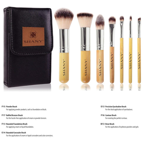 SHANY Makeup Brushes - I love Bamboo - 7pc Petite Pro Bamboo Make up brush set with cosmetics brush Carrying Case...