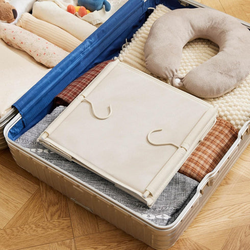 MAX Houser 5 Shelf Hanging Closet Organizer, Space Saver, Cloth Hanging Shelves with 4 Side Pockets, Foldable, Beige...