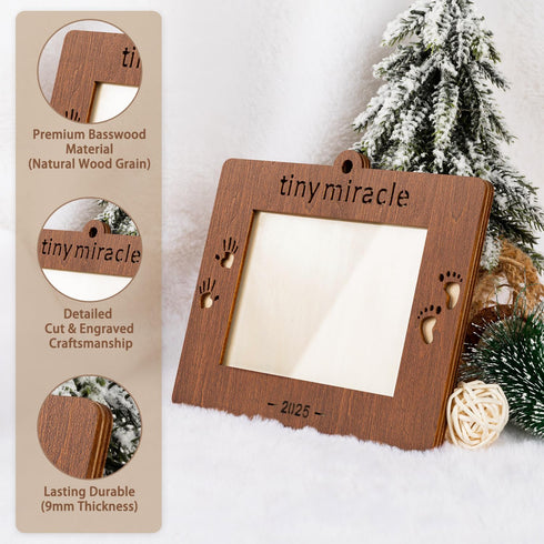 Creawoo 2025 Tiny Miracle Christmas Ornament Sonogram Picture Frame Baby's First Christmas Baby Gift Ultrasound Photo Frame Tiny Miracle Keepsake ...