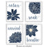 Simple Relax Soak Unwind Breathe Navy Blend Floral Prints, 4 (8x10) Unframed Photos, Wall Art Decor Gifts for Home Office Salon Lounge Bathroom Sc...