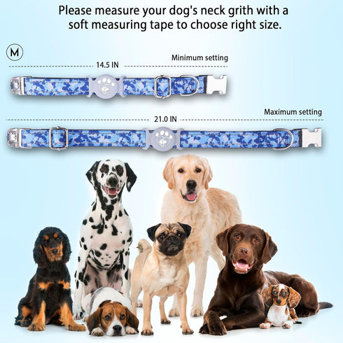 Airtag Dog Collar, Waterproof Airtag Holder, Apple Airtag Dog Collar, Heavy Duty Dog Collar, Adjustable, Soft, and Reflective for Medium and Large...