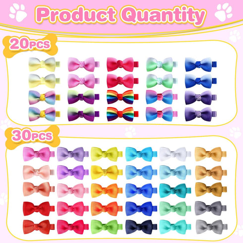 50 Pcs Dog Hair Bows with Clips Puppy Dog Small Bowknot Cute Handmade Small Dog Accessories Pet Grooming Products for Doggies Cat Rabbit Kitten, C...