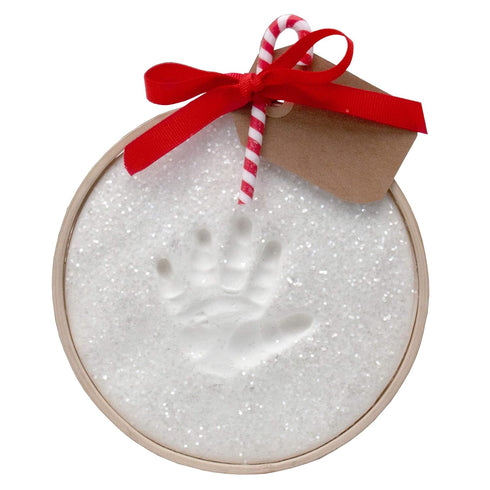 Child to Cherish Glitter Baby Handprint First Christmas Ornament Kit with Wooden Ring...