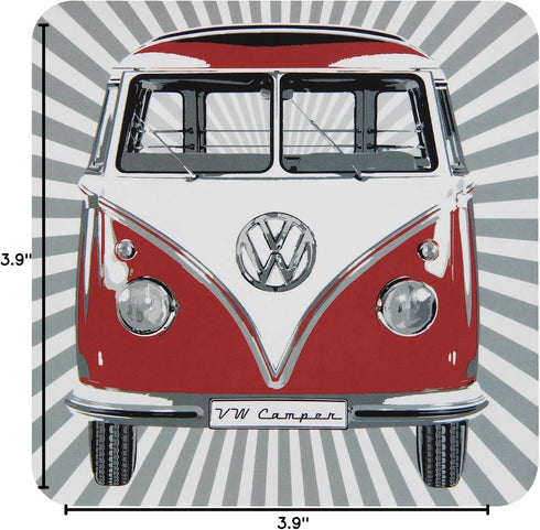 BRISA VW Collection - Volkswagen Drink Glass Cork Coasters with MDF Coating and T1 Bus Campervan Design (4-Piece Set/Samba Stripes/Multicolor)...