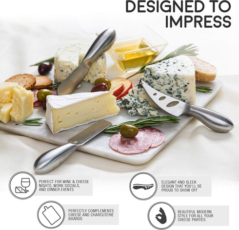Lunar 6-Piece Cheese Knife Set - Premium Stainless Steel Cheese Knives Collection - Charcuterie Board Accessories Gift Ready w/ 15 Festive Recipes...
