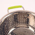 Stainless Steel Deep Colander Micro-perforated 2.5 Quart Metal Food Strainer with Green Silicone Handles for Draining Pasta Cleaning Food like Fru...