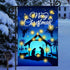 Nativity Christmas Lighted Garden Flag Christmas Outside Decor Solar LED Burlap Religious Merry Christmas Yard Flag Rustic Holy Night Farmhouse Ya...