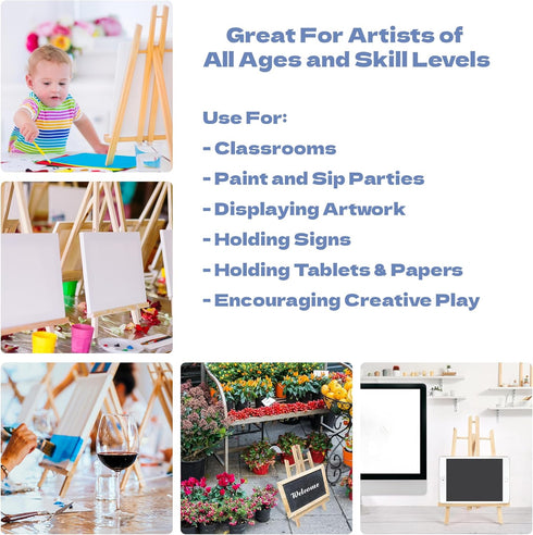 ArtSkills Wooden Easel Stand for Painting, 15" Tabletop Easel Stand for Kids & Adults, Portable Small Easel for Arts & Crafts, Paint and Sip Parti...