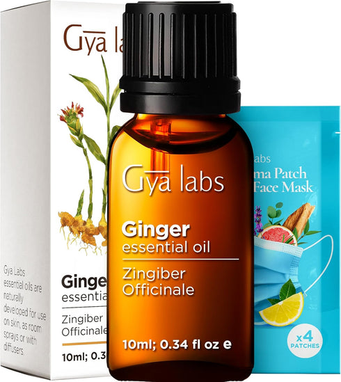 Gya Labs Ginger Essential Oil - 0.34 Fl Oz - Ginger Oil for Massage, Diffuser, Hair, Skin, Body & Candle Making - Warming & Spicy Scent...