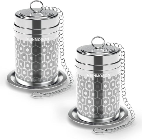 2 Pack Reinmoson Large Tea Infuser for Loose Tea & Spice Infuser for Cooking, Extra Fine Mesh Large Tea Strainers for Loose Tea, 304 Stainless Ste...
