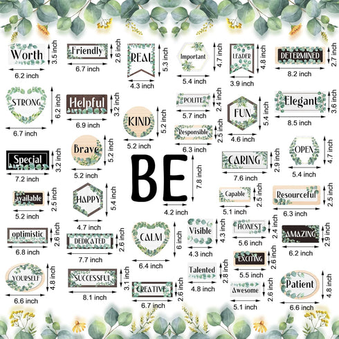 36 Pcs Eucalyptus Affirmations Station Bulletin Decoration Classroom Inspirational Bulletin Board Set Greenery Positive Accent Cutouts Poster for ...