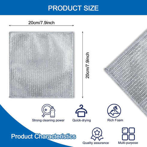 Multipurpose Wire Miracle Cleaning Cloths, Wire Dishwashing Rag, for Wet and Dry, Wire Cleaning Cloth, for Kitchen, Dishes, Sinks, Pots (6PCS - Si...