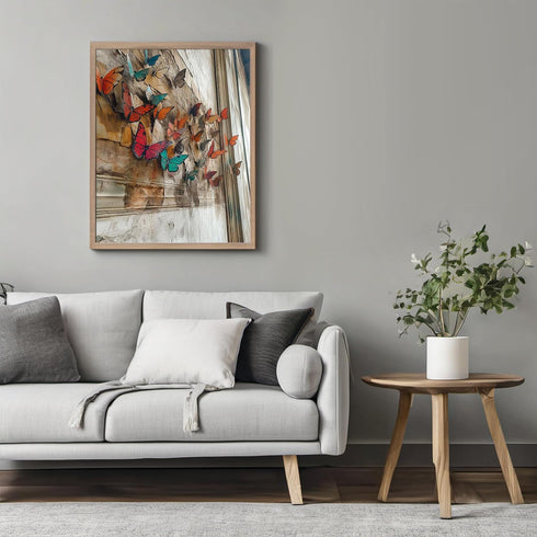 Posterizer-vibrant butterflies on old wall -1-Art for Animal Lovers-Abstract & Modern Art-decor for Girls, Teens Bedroom- unframed wall art...