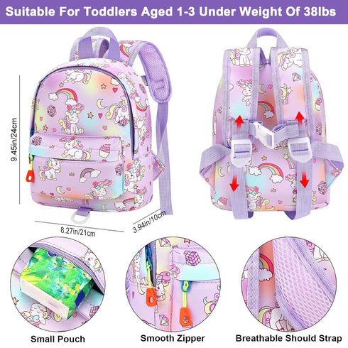 Accmor Toddler Harness Backpack Leash, Mini Unicorn Backpacks with Anti Lost Wrist Link, Cute Child Backpack Walking Leashes Keep Kids Close Rope ...