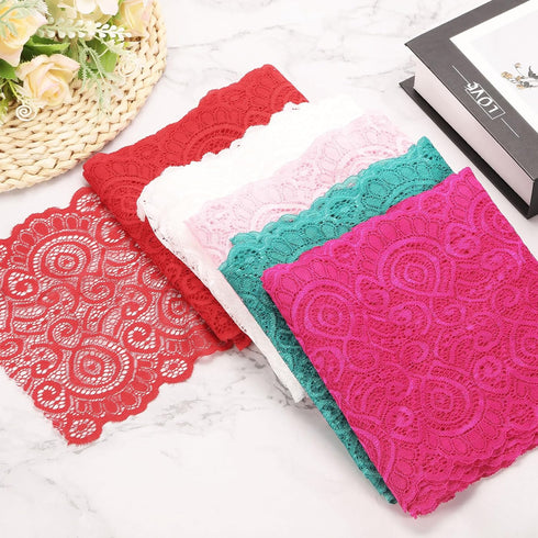 MECCANIXITY 7.1 Inch Wide 5 Yard Lace Ribbon Floral Pattern Pink Lace Trim Ribbon for Sewing Making,and DIY Crafts,Gift Wrapping,Wedding Decor...