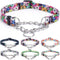 Martingale Collar, Training Dog Collar, Stainless Steel Chain Pet Collar for No Pull Dog Walking Flowers Design Large Medium Small Dogs (L, Firewo...