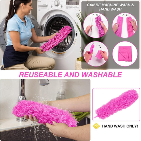 15PCS Microfiber Feather Duster Set Bendable & Washable with 100-inch Extension Pole Dusters for Cleaning High Ceiling Fan, Blinds, Cars, Furnitur...