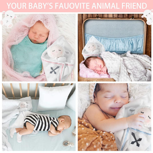 Baptism Gifts for Baby Girl Boys Lamb Security Blankets Baptism Lamb with Christian Cross Soft Bedtime Newborn Toy(Pink)...