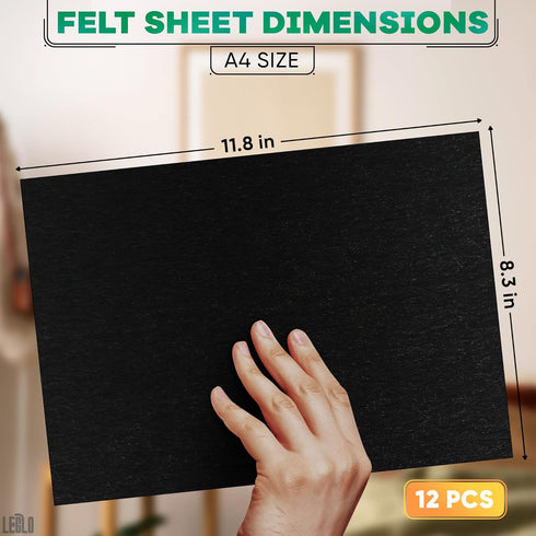 Black Felt Sheets with Adhesive Backing - 12Pcs Sticky Felt Sheets Adhesive Backed Craft Supply Box Liner Jewelry Furniture Felt Fabric Sheets - A...