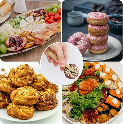 Luter 20pcs Wooden Disposable Cooking Utensils Mini Bamboo Tongs Natural Toast Tongs for Cooking...