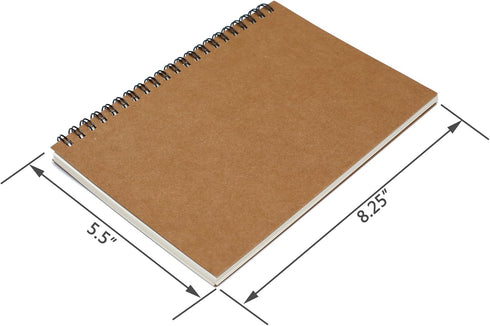 TWONE 3 Packs Soft Cover Notebook with Lined Paper Brown Spiral Notebooks with 100 Ruled Pages 50 Sheets Memo Notepads for Home School Travel, 8.2...